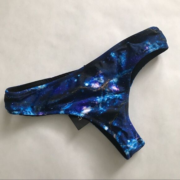 NWT Galaxy Reversible Bikini Bottom Small Cheeky Blue Black - Picture 5 of 7